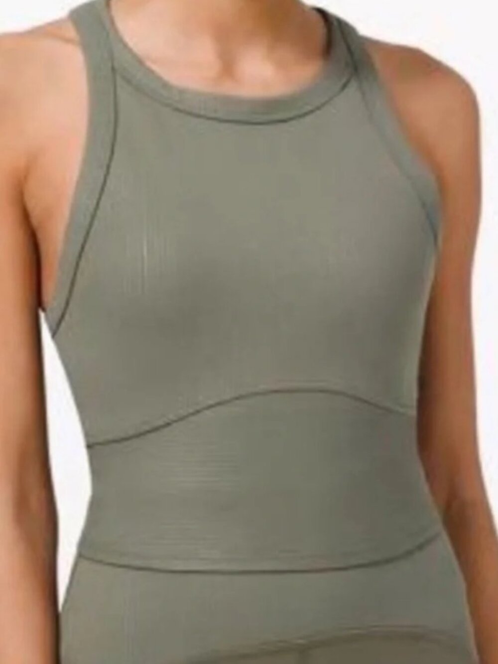 Lululemon blissful bend tank army green high neck crop top size 8 - Picture 7 of 7